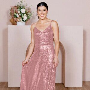 Revelry Hazel Sequin Bridesmaid Dress - Pink Size 6